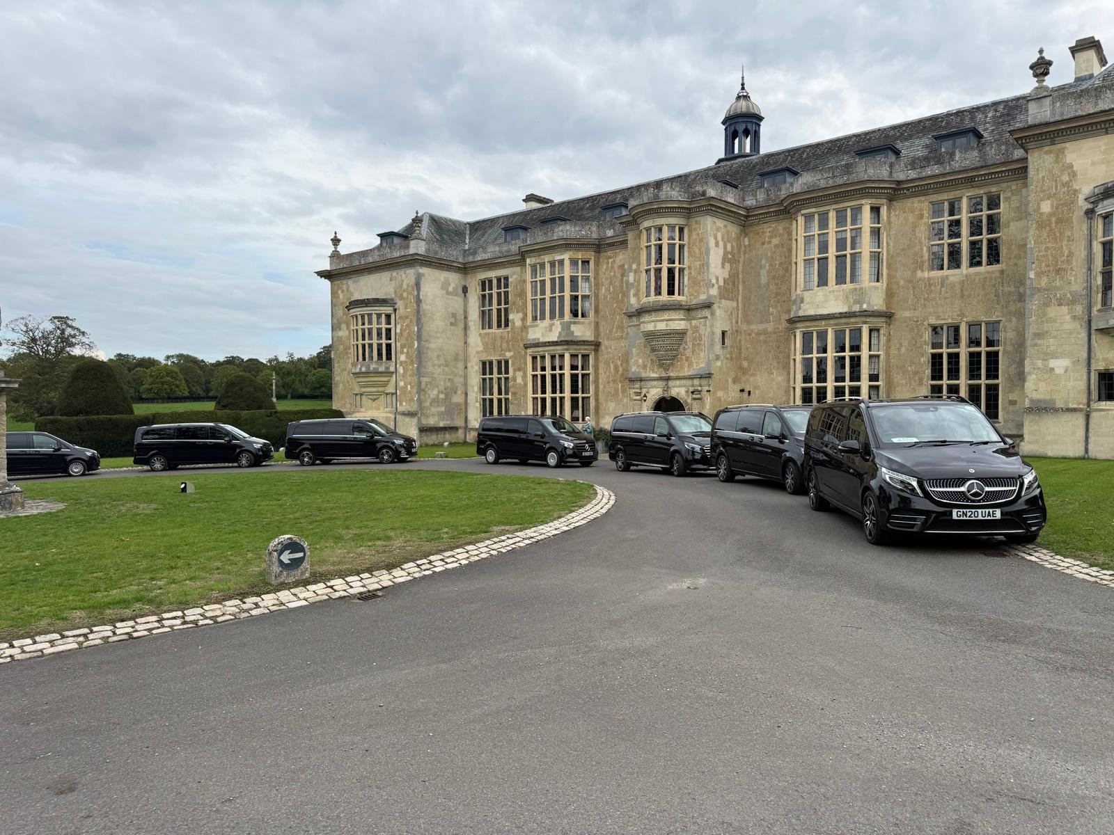 Chauffeur car at a country estate during a full day hire